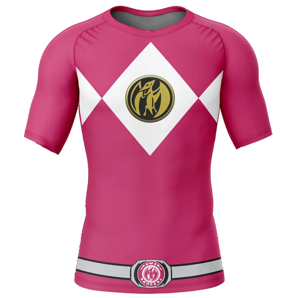 Power Rangers 'Pink Ranger' Short Sleeve Compression Rashguard ...