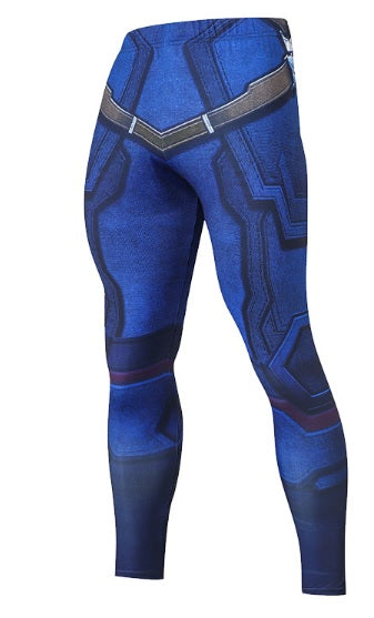 Men's Captain America Steve Rogers 'Blue' Compression Leggings Spats