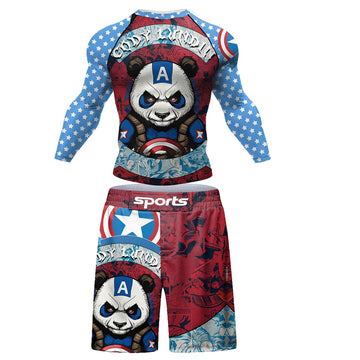 Captain America 'Panda'2 Piece Long Sleeve Compression Rashguard Set