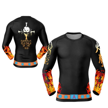 One Piece 'Portgas D. Ace' Long Sleeve Compression Rashguard