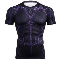 Black Panther 'King T'Challa' Compression Short Sleeve Rashguard-RashGuardStore