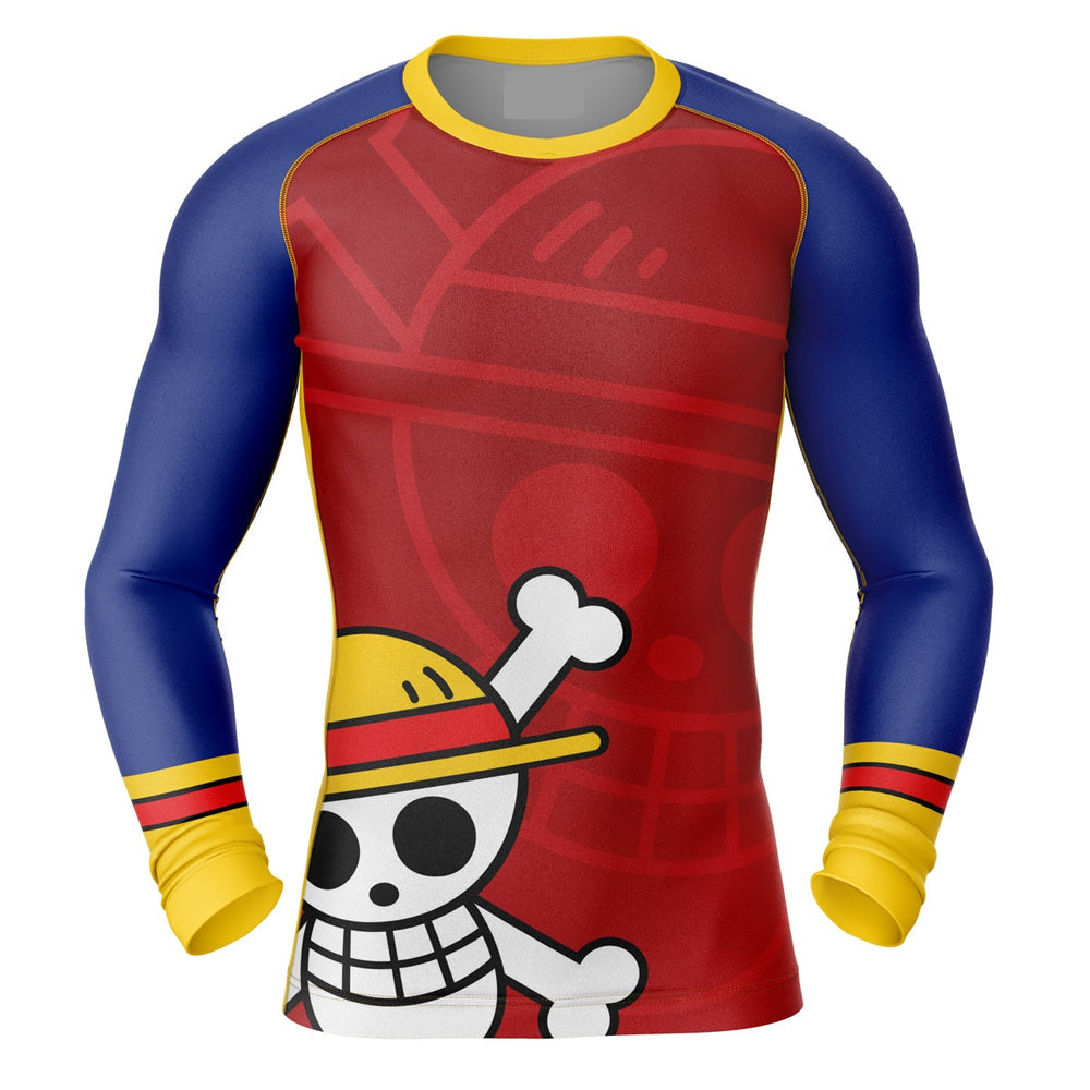 Kids One Piece 'Straw Hat Logo' Long Sleeve Compression Rashguard