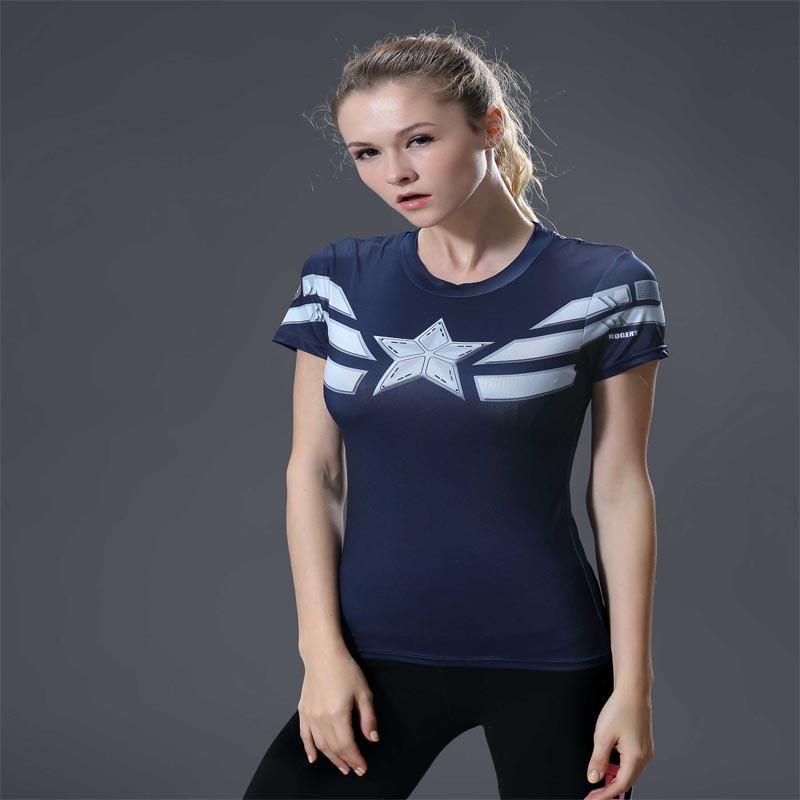 Captain America Bootcamp Women's Compression Rash Guard-RashGuardStore