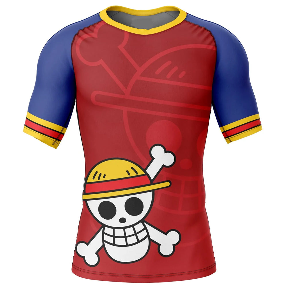 One Piece 'Straw Hat Logo' Short Sleeve Compression Rashguard