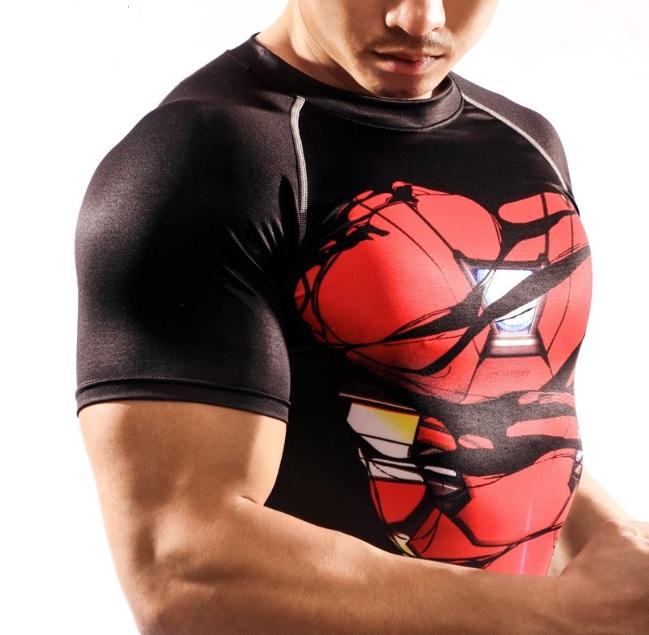 Iron Man "Mark XXXIII Hero Revealed" Black Short Sleeve Compression Rash Guard-RashGuardStore
