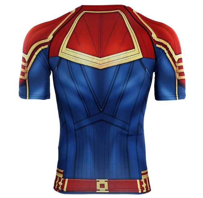 Carol Rash Men's Captain Marvel Carol Danvers Compression Short Sleeve Rashguard ...