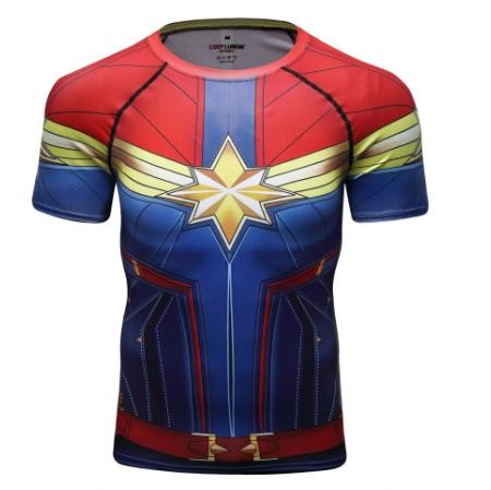 Men's Captain Marvel Premium Compression Short Sleeve Rashguard ...
