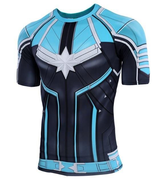 Carol Rash Men's Captain Marvel Carol Danvers 'Star Force' Green Kree Rashguard ...