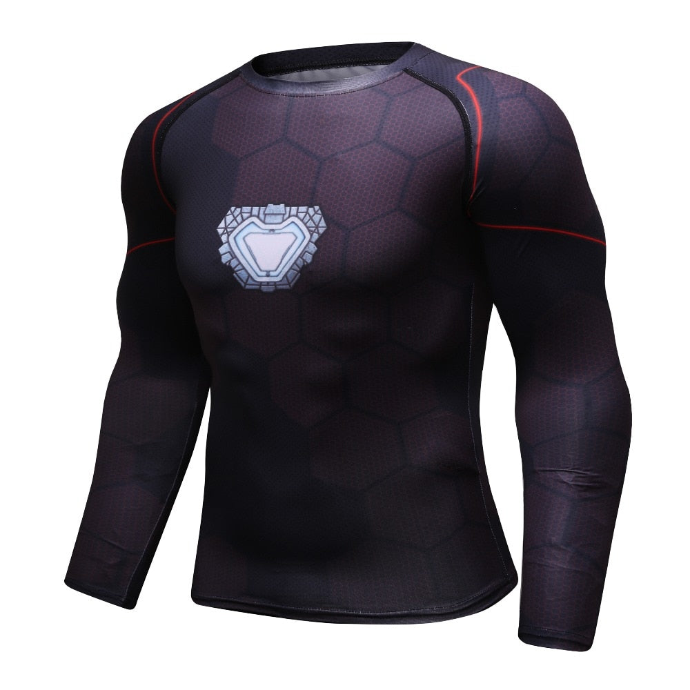 Iron Man Compression 'Avengers | Infinity War' Elite Iron Man Stark Reactor Undersuit Long Sleeve Rashguard