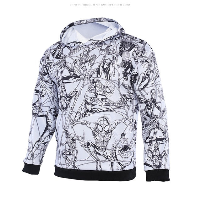 Men's Spider Manman 'Hand Drawn Comic | Black and White' Premium Pullover Hoodie