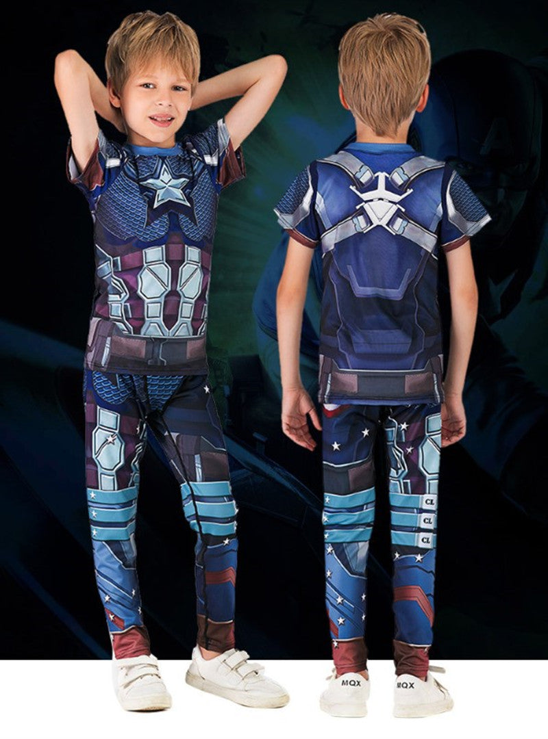 Kids Captain America America Compression 'End Game' Rashguard Set