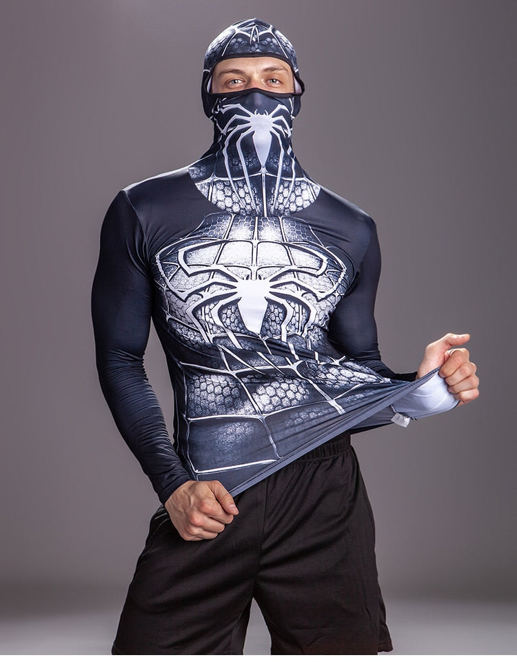 Spider Chest Compression Spider Compression 'Symbiote' Long Sleeve Full Hood Rashguard for ...