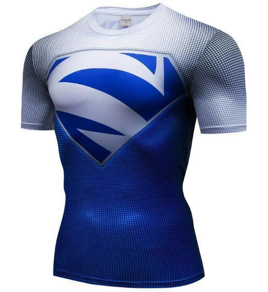 Superman】 コンプレッションT Blue M 筋トレ Superman
