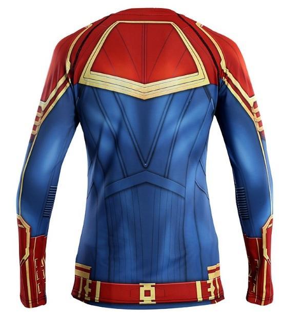 Carol Rash Women's Captain Marvel Carol Danvers Compression Long Sleeve Rashguard ...