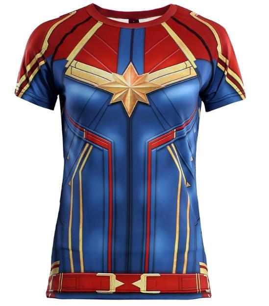 Carol Rash Womens Captain Marvel Carol Danvers Compression Short Sleeve Rashguard ...